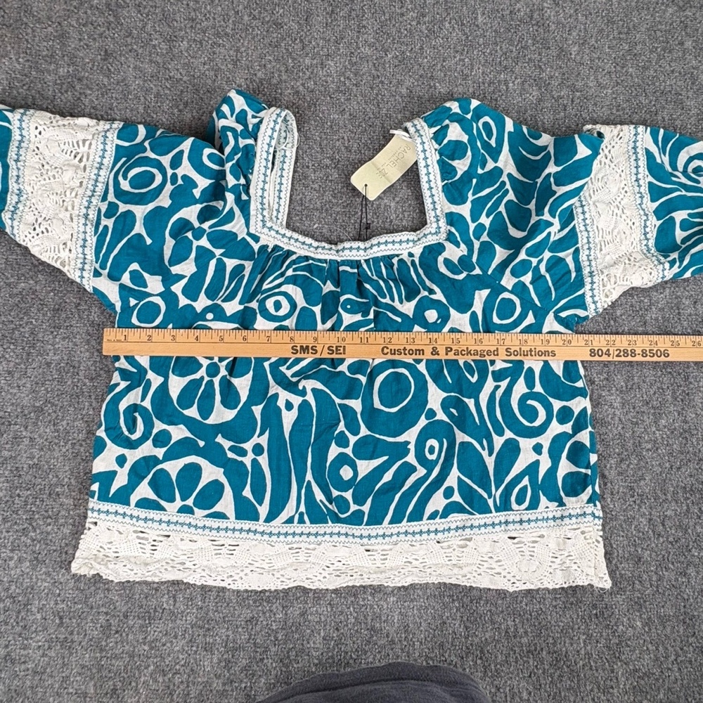 Rachel Zoe Boho Peasant Top XL Linen Blend Lace Trim Cottagecore Festival Fairy - Picture 6 of 11